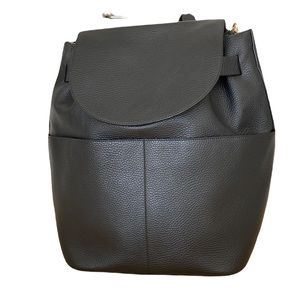 Cuyana black pebbled leather convertible back pack with shoulder strap 13”